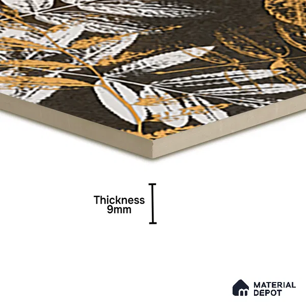Floral Wall Tile TL 07249 B Plana 8006 GLM (Gold) 1 ft x 1 ft Ceramic Matte Finish - 9 mm  | 2 mm Spacer is Mandatory | Please Expect a Slight Variation of Pattern (Sample)